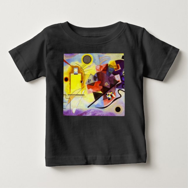 Gult Red Blue Kandinsky Abstrakt Painting Tee Shirt (Framsida)
