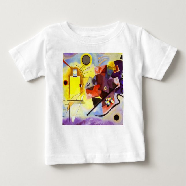 Gult Red Blue Kandinsky Abstrakt Painting Tee Shirt (Framsida)