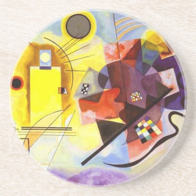 Gult Red Blue Kandinsky Abstrakt Painting Underlägg Sandsten (Framsidan)