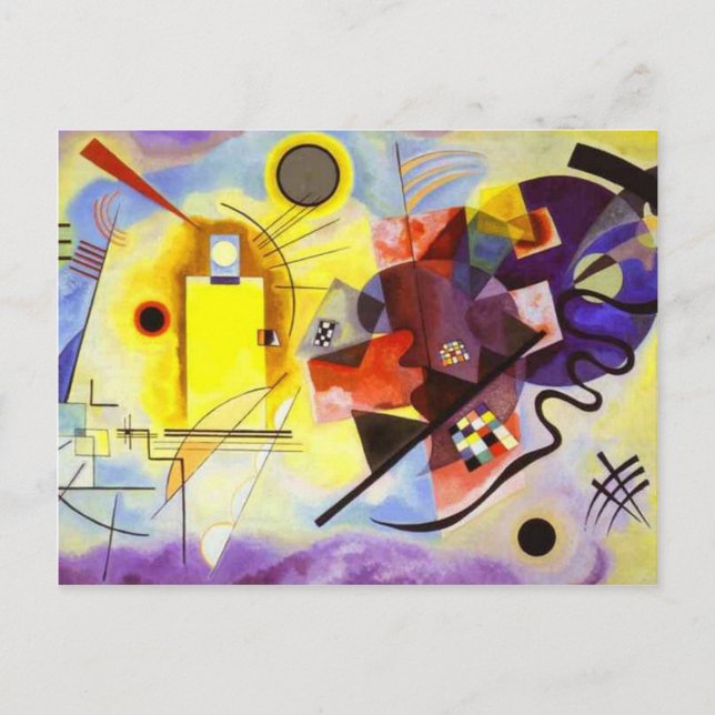 Gult Red Blue Kandinsky Abstrakt Painting Vykort (Framsida)