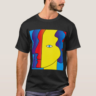 Gult Red Blue Lycklig Abstrakt Ansikte Öga T Shirt