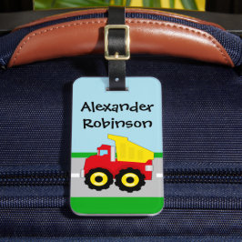 Gult/Red Boys Dumptruck Construction Bagagebricka