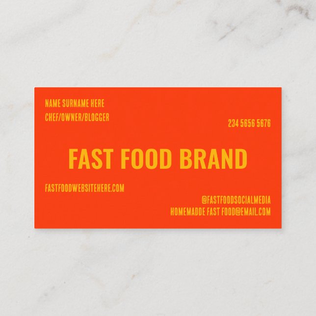 Gult Red Fast Food Burger Chicken Restaurant Visitkort (Baksida)