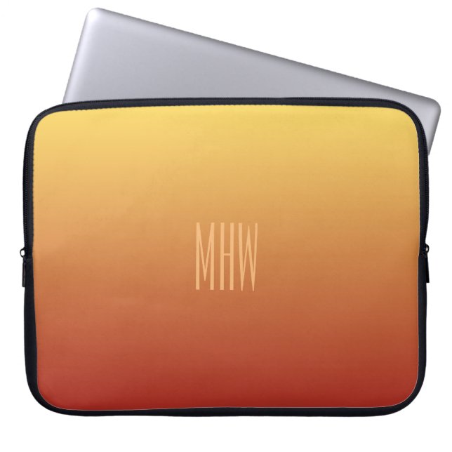 Gult Red Gradient anpassningsbar monogram laptop s Sleeve (Framsidan)