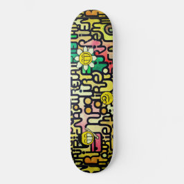 Gult Red Grönt Roligt Emoji Sarcastic Painting Mini Skateboard Bräda 18,5 Cm