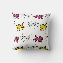 Gult red Hundar Blue Bones Graffiti Stil Pillow Kudde