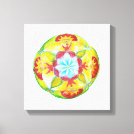 Gult Red Mandala Watercolor Art Canvas