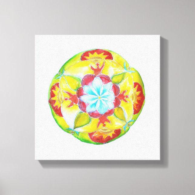 Gult Red Mandala Watercolor Art Canvas (Framsida)