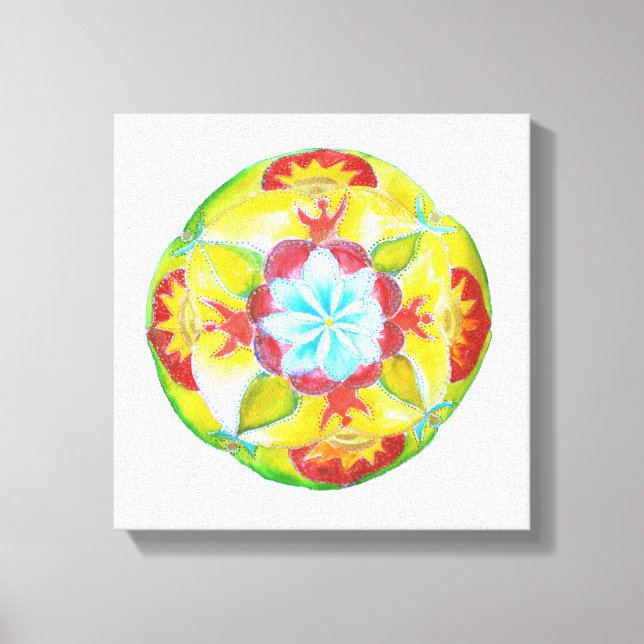 Gult Red Mandala Watercolor Art Canvas (Framsida)