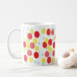 Gult Red och Blue Polka dots Mönster Kaffemugg