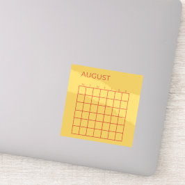 Gult Red Odated August Calendar for Planner Klistermärken