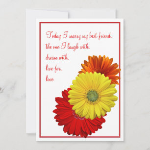 Gult Red Orange Gerbera Daisy bröllopsinbjudan Inbjudningar