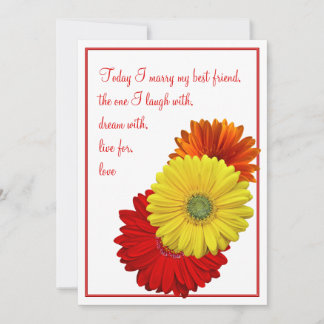 Gult Red Orange Gerbera Daisy bröllopsinbjudan Inbjudningar