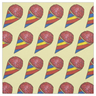 Gult Red Stripe Sno Snö Cones Summer Fabric Tyg