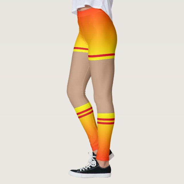 Gult Red Sunset Färg Leggings Faux Kort Socks (Vänster)