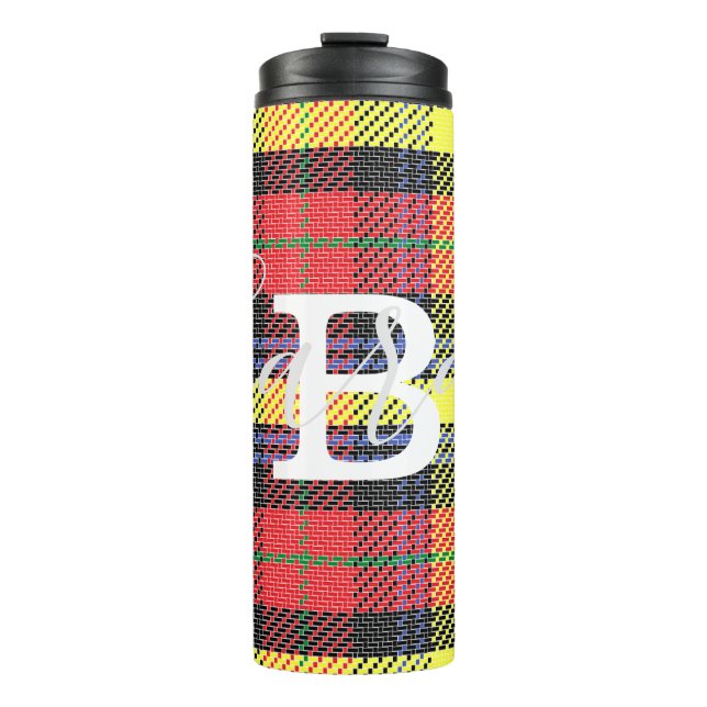 Gult & Red Tartan Checkered Monogram Namn (Framsida)