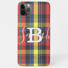 Gult & Red Tartan Checkered Monogram Namn
