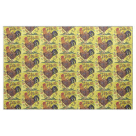 Gult Red Tupp Chicken Til Folk Art Fabric Tyg