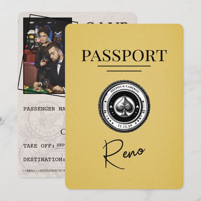 Gult Reno Passport Spara datum Datumet (Fram/baksida)