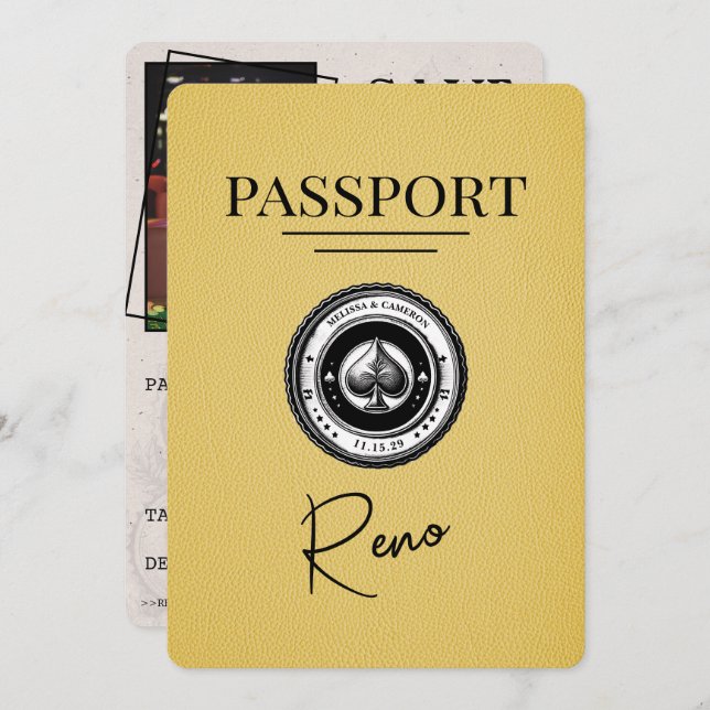 Gult Reno Passport Spara datum Spara Datumet (Fram/baksida)