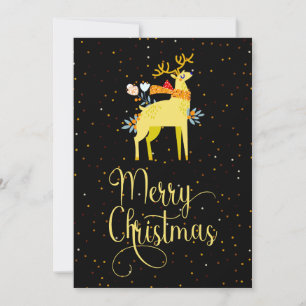 Gult Renor God jul Light Helgdag Card Julkort