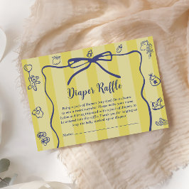Gult Retro Cute Diaper Raffle Lemons Baby Shower Tilläggskort