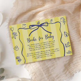 Gult Retro Cute Illustrated Bokar Baby Shower Tilläggskort