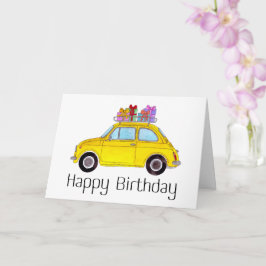 Gult Retro Fiat 500 födelsedag Kort