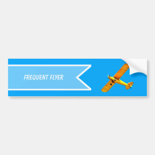 Gult Retro Frequent Flyer-flygplan Bildekal