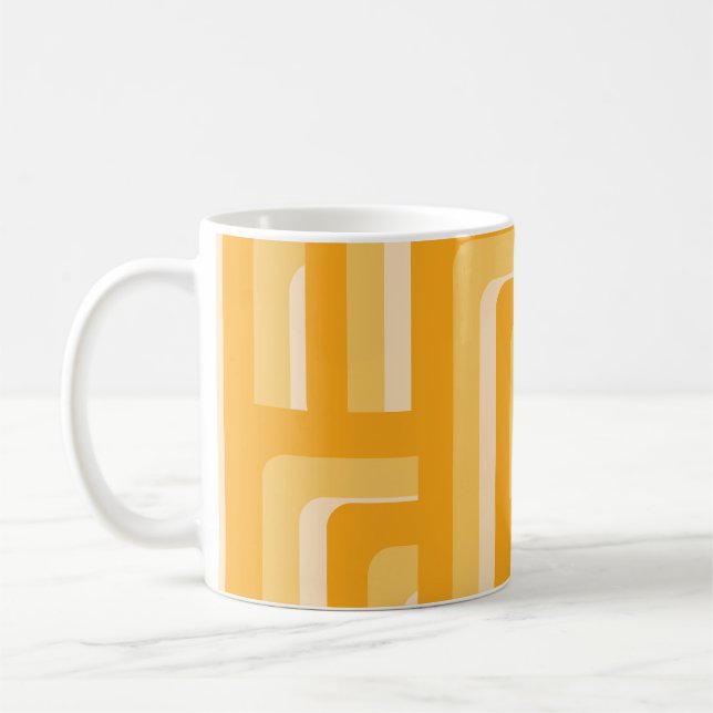 Gult Retro Geometric Mönster Kaffemugg (Vänster)