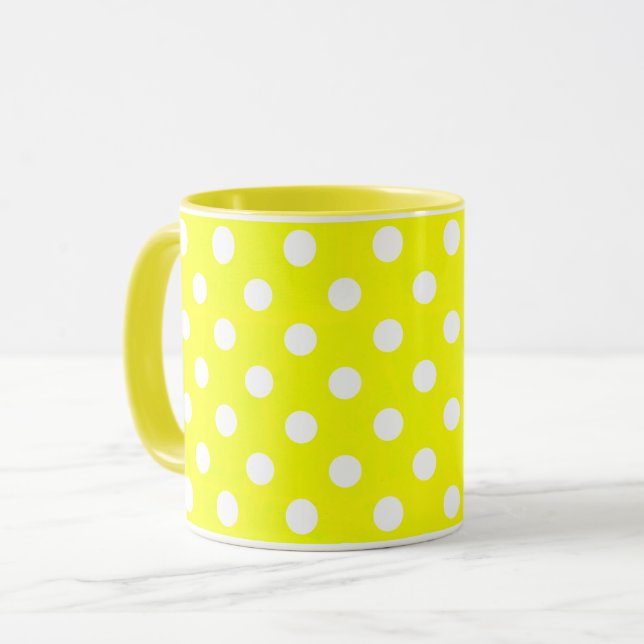 gult retro polka dots mugg (Framsida vänster)
