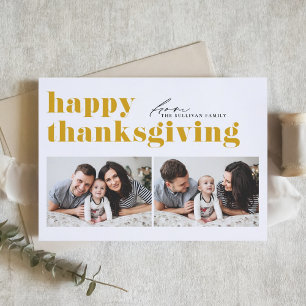 Gult Retro Typography Photo Happy thanksgiving Helgkort