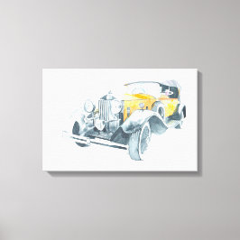 Gult retro vintage bil. canvastryck