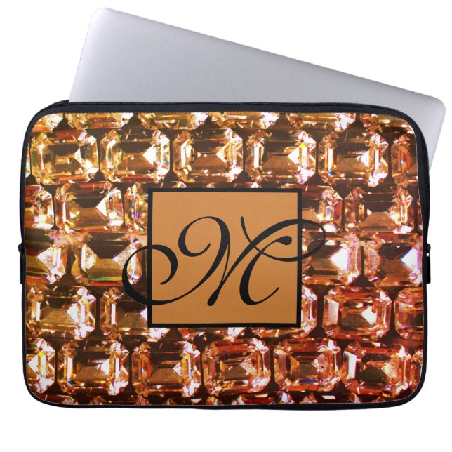 Gult Rhineston, gult diamanter, gemsten Laptop Fodral (Framsidan)