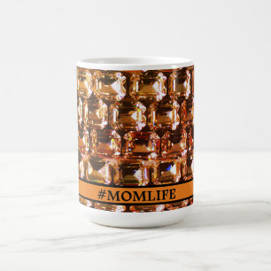 Gult Rhineston, gult diamanter, #MOMLIFE Kaffemugg