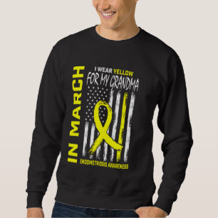 Gult Ribbon Endometriosis Awareness Grandma Amer Lång Ärmad Tröja