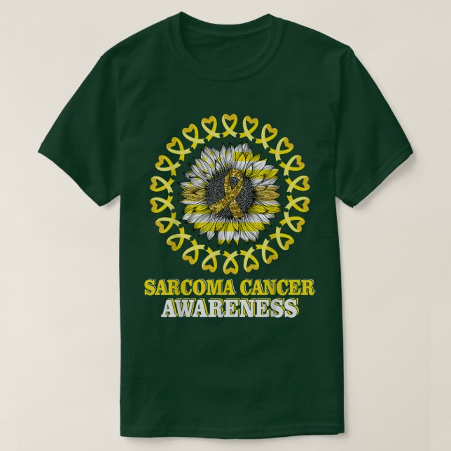 Gult Ribbon Flagga Solros Sarcoma Cancer Awaren T Shirt (Design framsida)