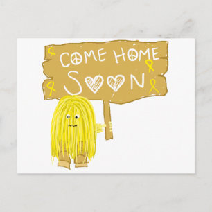 Gult Ribbon Kom Home Snart Vykort