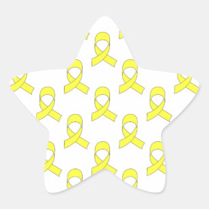 Gult Ribbon Mönster Stjärnformat Klistermärke