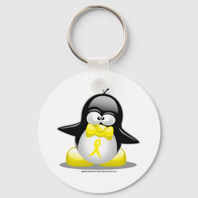 Gult Ribbon Penguin Nyckelring (Framsida)