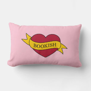 Gult Ribbon Rosa Bookish Heart Lumbarkudde