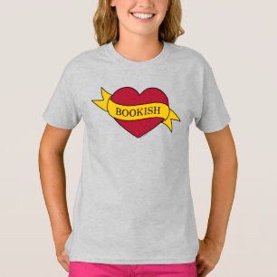 Gult Ribbon Rosa Bookish Heart T Shirt