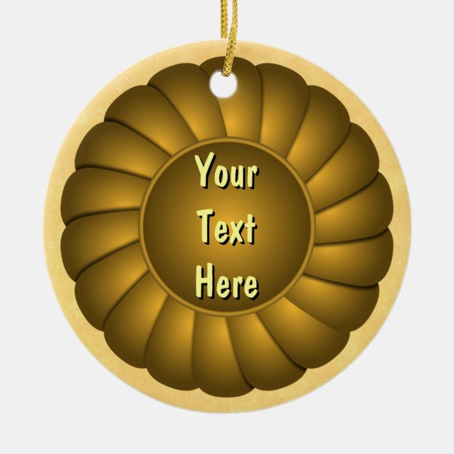 Gult Ribbon Rosette för att anpassa Julgransprydnad Keramik (Framsidan)