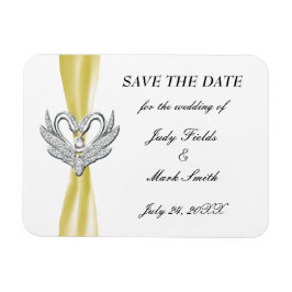 Gult Ribbon Silver Svanar Spara datum magneter