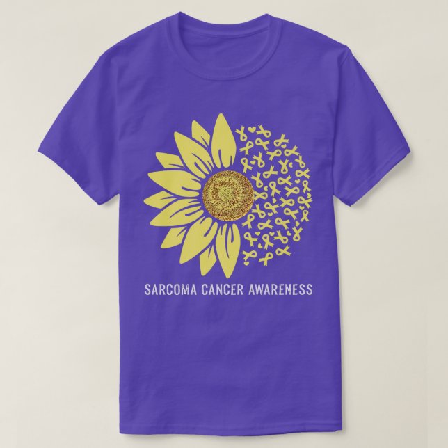 Gult Ribbon Solros Sarcoma Cancer Awareness P T Shirt (Design framsida)