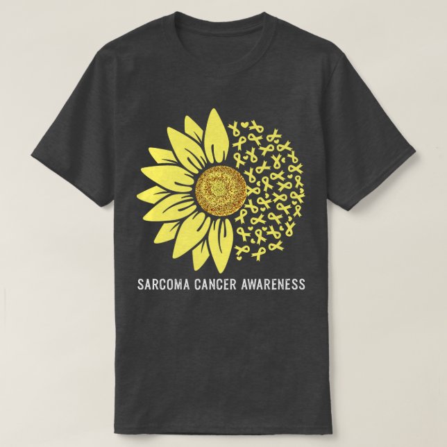 Gult Ribbon Solros Sarcoma Cancer Awareness P T Shirt (Design framsida)