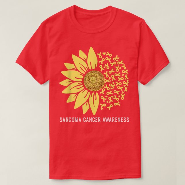 Gult Ribbon Solros Sarcoma Cancer Awareness T Shirt (Design framsida)