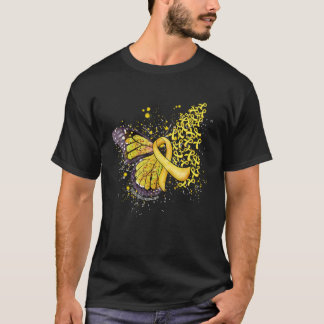 Gult Ribbon Spina Bifida-medvetandehöjande knapp T Shirt