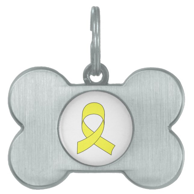 Gult Ribbon Teckning ID-bricka Husdjur (Framsidan)