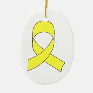 Gult Ribbon Teckning Julgransprydnad Keramik